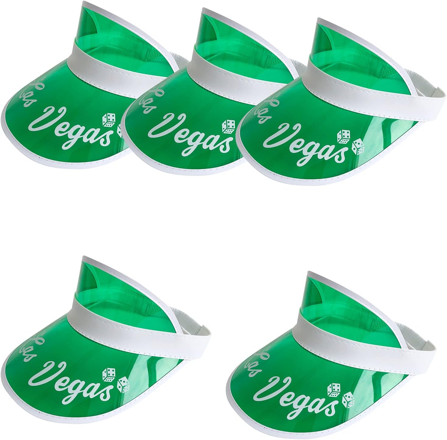 Yuanhe Green Poker Casino Visor - 5 Pack Las Vegas Dealer Costume Hat