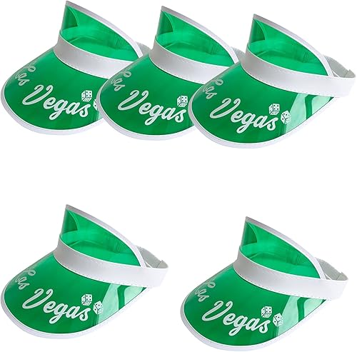 Yuanhe Sombrero de viseras de póquer verde Paquete de 5 sombreros de disfraz de Las Vegas, decoración de fiesta temática de casino, ideal para