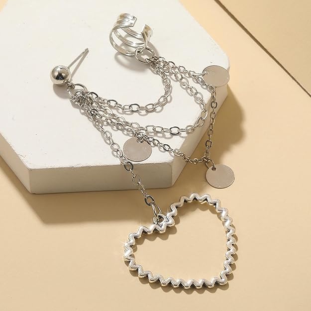 【関税込み】Chain Cuff Earring in Silver Coated Brass Amazon.com: Iaceble Boho Cz Moon Star Chain Cuff Earrings