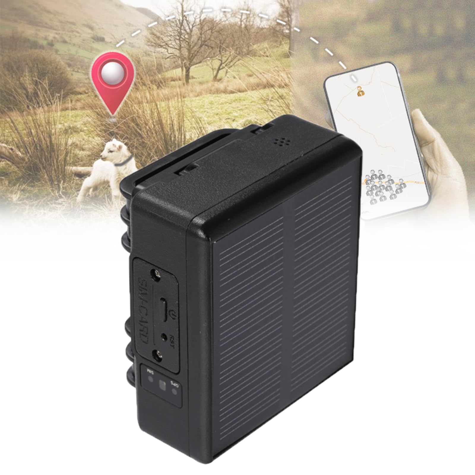 Lokalizator GPS dla zwierząt, mini solarny lokalizator GPS, wodoodporność IP67, śledzenie w czasie rzeczywistym, śledzenie historyczne, alarm wibracyjny, dla bydła, owiec, koni