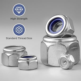 100Pcs # 8-32 قفل المكسرات، نايلون إدراج Locknuts 304 الفولاذ المقاوم للصدأ 18-8 SS الذاتي قفل المكسرات، الخشنة الموضوع عرافة نايلوك الجوز