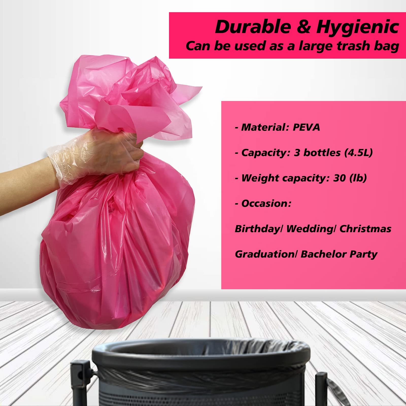 Paquete de 4 manteles de plástico desechables de plástico rosa intenso, para fiestas de niñas, para baby shower, revelación de género, decoración de fiesta de cumpleaños, 54 x 72 pulgadas (rosa