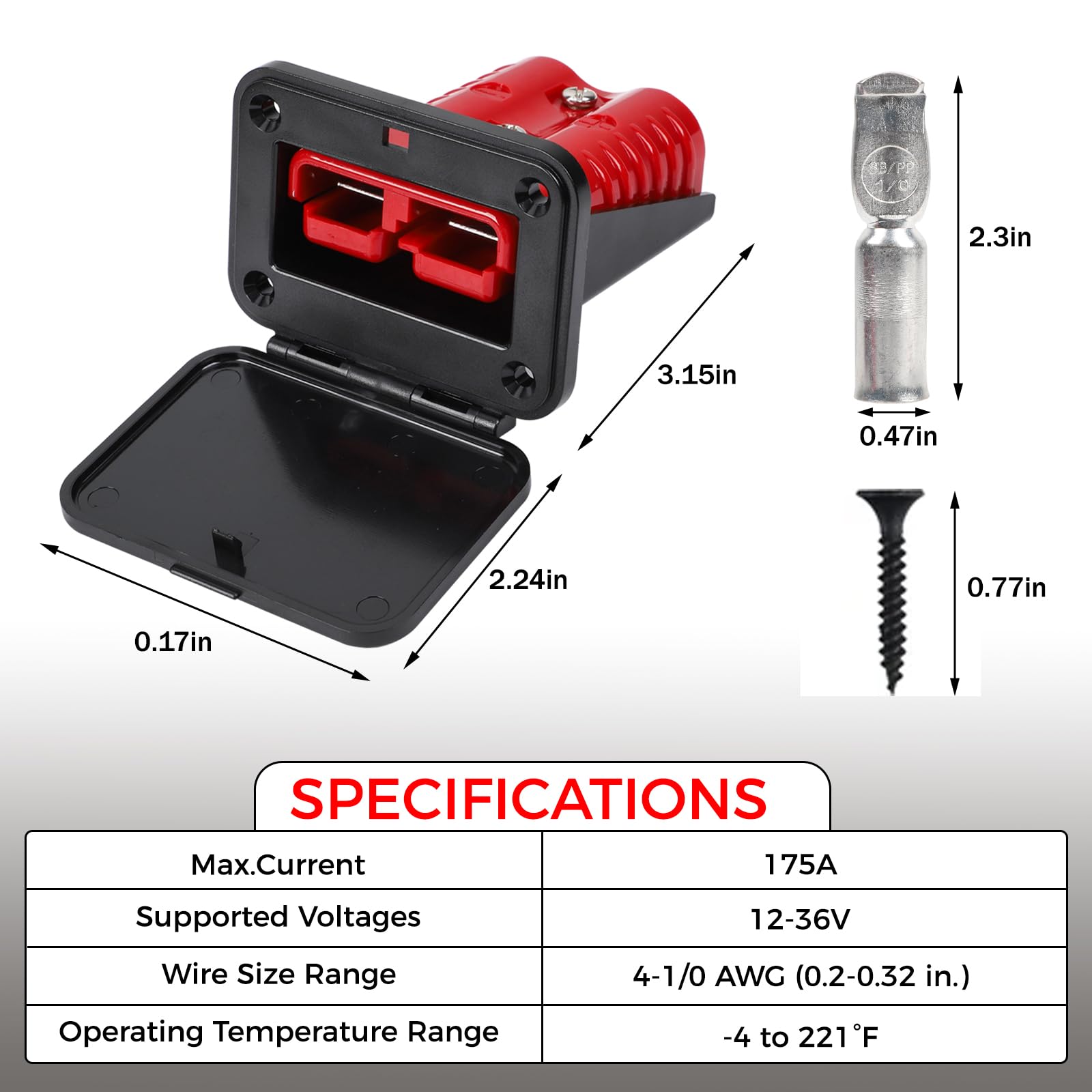 175A Connettore Batteria Rapida con Coperchio, Presa Disconnessione per Auto, Camping-Car, Barca, ATV, Camion, Trattore, Argano, Rimorchio, Gru - Kit Connettore Ad Alta Intensità