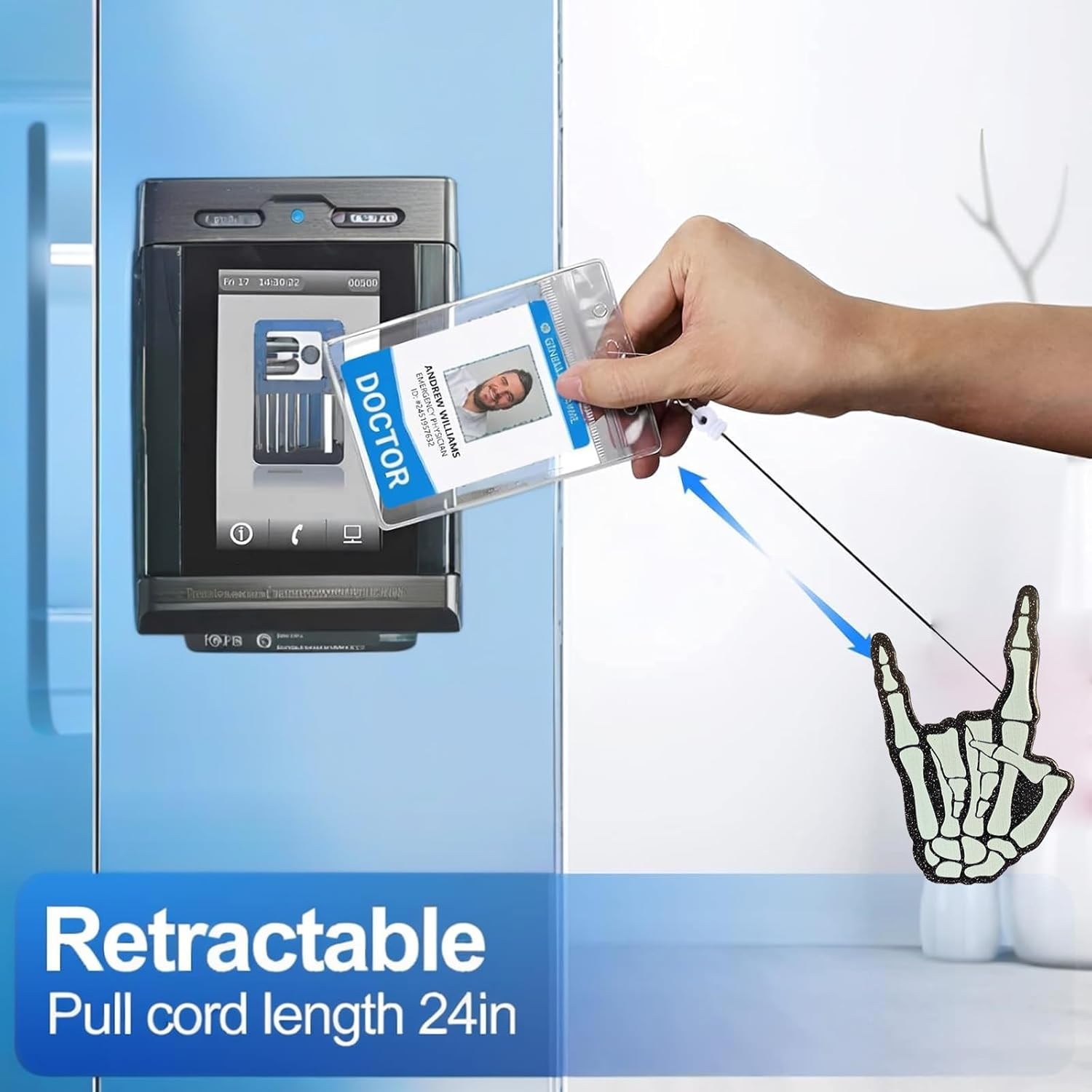 Hand Skeleton Radiology X-ray Badge Reel - Xray Orthopedic Badge Clip with ID Clip for Rad Tech Nurse Nursing Name Tag Card Badge Holder for Student Doctor Medical Practitioner RN LPN CAN LVN CRNA MA - Image 4