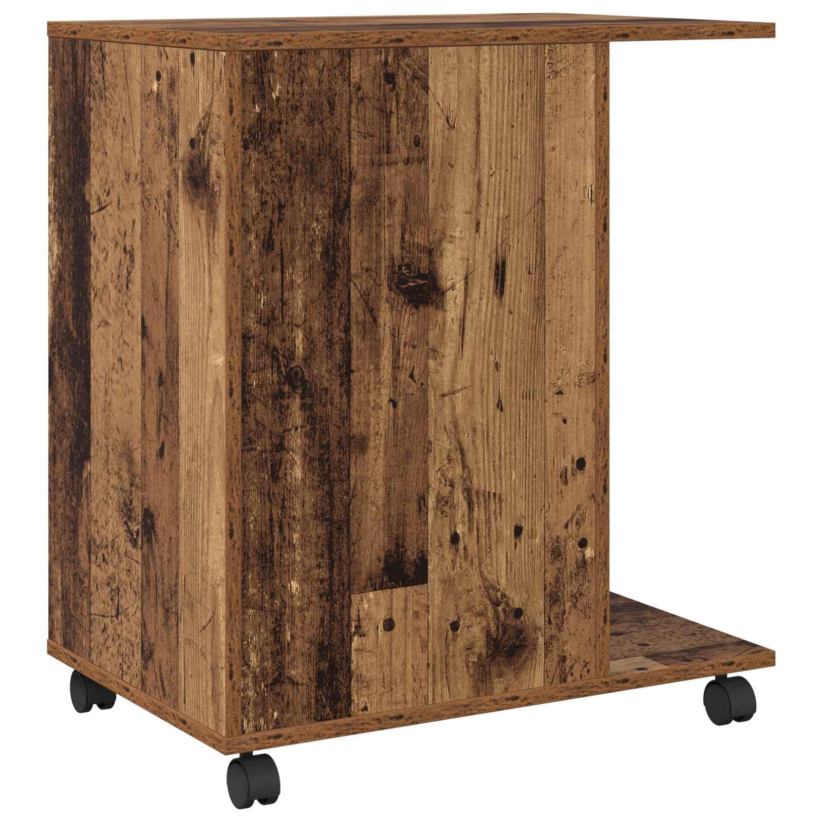 Druckerständer Uni Altholz Holzwerkstoff 60 x 40 x 68,5 cm mit Rollen und Schubladen, mobiler Bürowagen für Drucker und Büroorganisation, praktischer Stauraum für Akten, Papier, Scanner