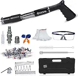 Pistola de Fixação Finca Pino Pistola de Pregos com 50 Pinos de 27mm e 32mm Óculos de Proteção e Acessórios, para Concreto, Madeira e Metal (Preto)