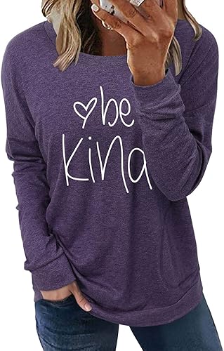 ONLYSHE Womens Crewneck Sweatshirt Casual Loose Fitting Tops Long Sleeve T Shirt