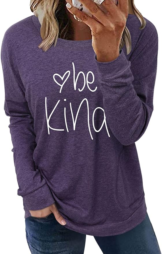 ONLYSHE Womens Crewneck Sweatshirt Casual Loose Fitting Tops Long Sleeve T Shirt