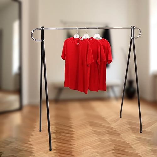 Miniatura 8 de SSWBasics Perchero de un solo riel negro y cromado de 60 x 60 pulgadas