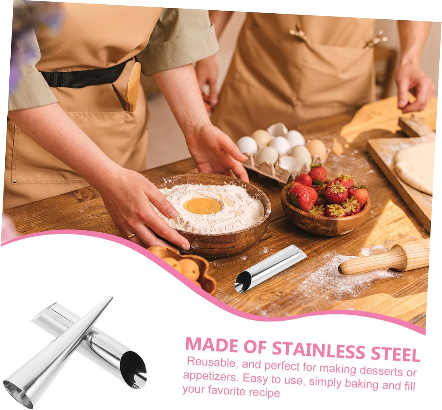 16pcs Stainless Steel Croissant Molds Baking Tubes for Croissant and Pastry for Sweet Desserts and Savory Appetizers Easy to Use and Clean