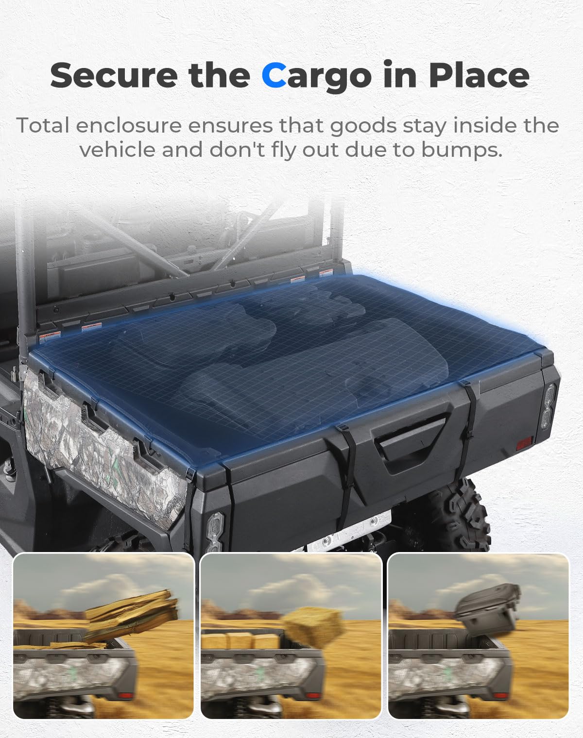 KEMIMOTO Housse de lit cargo imperméable compatible avec CFMOTO UFORCE 1000/1000 XL 2019-2024, housse de tonneau en polypropylène 1000 accessoires