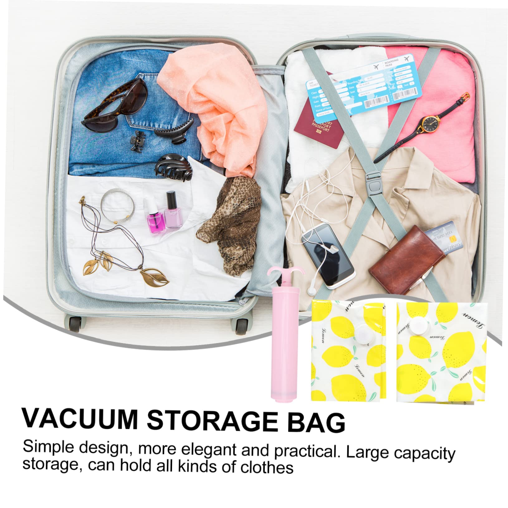 2 Juegos de Bolsas de vacío Bolsas de Embalaje de Viaje Bolsas Selladas al vacío Almacenamiento de Ropa Bolsas de Embalaje al vacío Bolsa de Almacenamiento de Viaje Saco de Compre