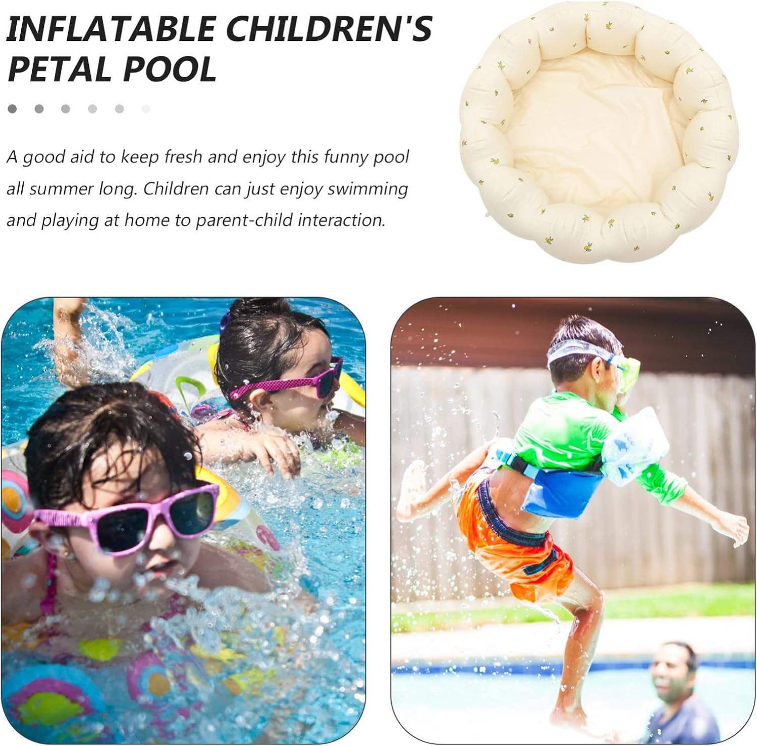 GALPADA Inflatable Pool Petal Design for Fun for Summer Pool Parties and Backyard Play Easy to Store and Carry Supply