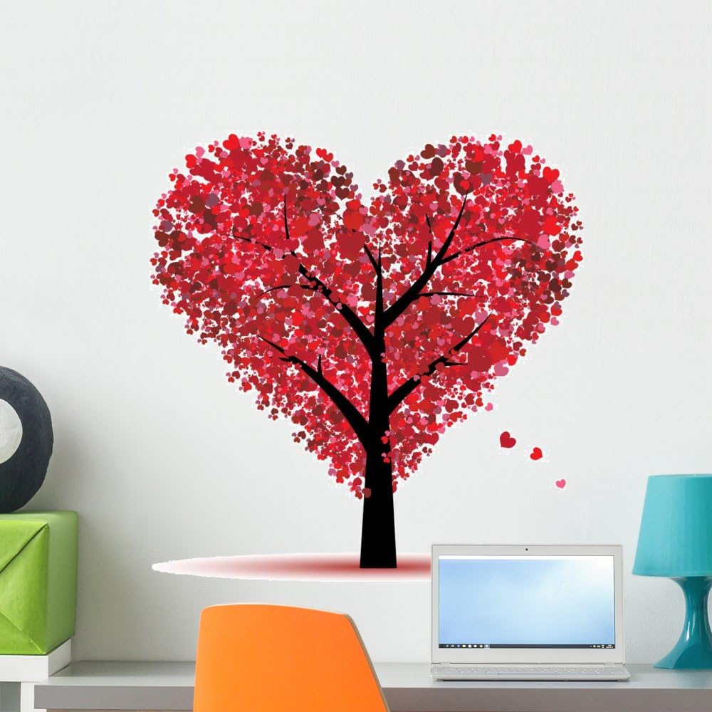 Valentine Tree Love Leaf from Hearts Wall Decal Peel and Stick Graphic WM46370 (24 in H x 24 in W)
