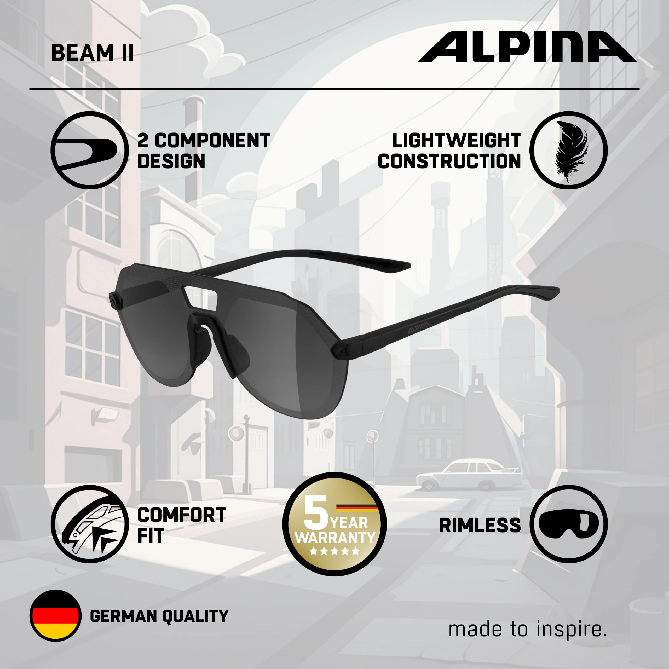 ALPINA Beam II Occhiali da sole Unisex - Adulto (Pacco da 1)