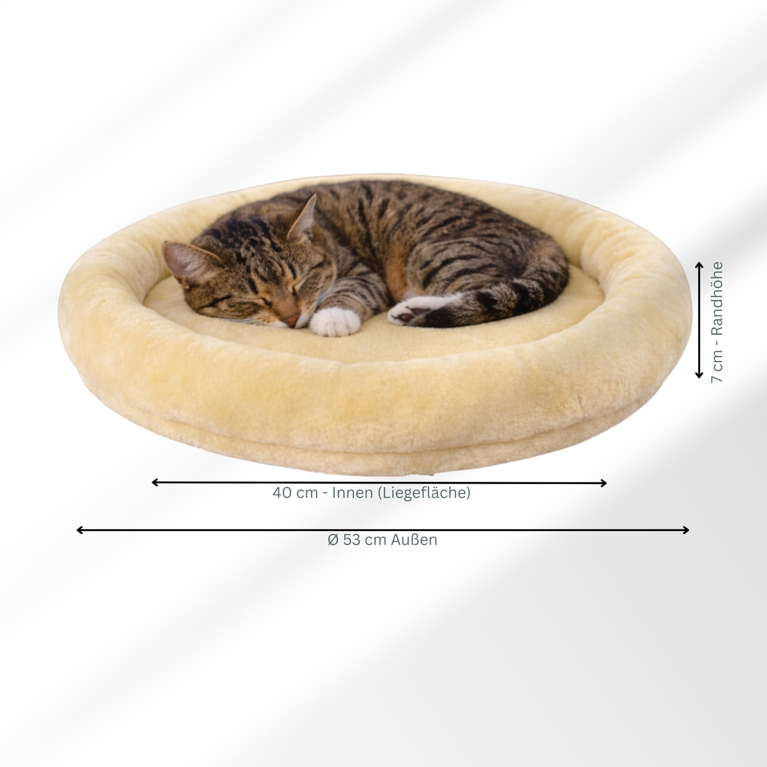 nanook - Liegeplatz, Liegemulde XL - Liegefläche Ø 53 cm - für große Katzen geeignet - für M8 M10 Kratzbäume und Sisalstämme - inkl. Adapterschraube - Farbe: beige