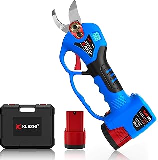 K KLEZHI Cordless Electric Pruning Shears, 2 Pcs Rechargeable Lithium Battery Powered Tree Branch Pruner,25 mm 1.0 INCH Cutting Diameter 6-7 Working Hours for Garden Fruit Tree(Blue & Gray)
