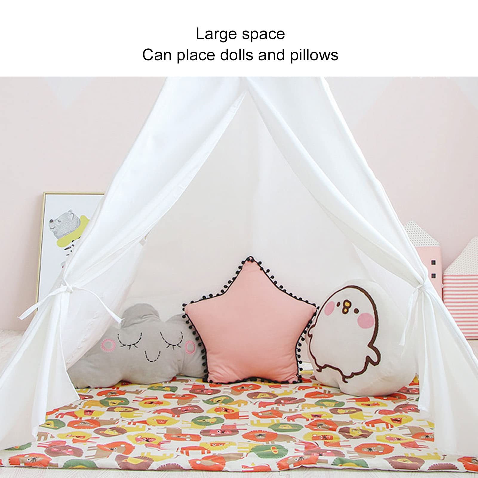 Tienda de Campaña para Niños con Diseño de Animales de Dibujos Animados, Tienda de Juegos Interior y Exterior para Niños para Juegos Creativos, para Mayores de 3 Años, Material de Algodón