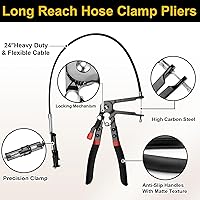 Vista 2 de BETOOLL 9 alicates de abrazadera de manguera, con cable flexible, abrazadera de manguera de largo alcance, tipo Clic R, mordaza giratoria y alicates