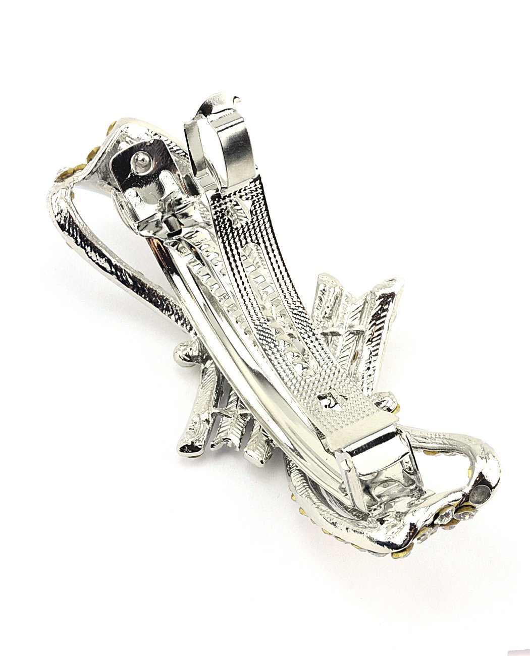 Women's Rhinestone Metal Hair Barrette Clip Hair Pin Antique Silver IMB2104, Multi