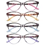 Przene 4 Pack Cat Eye Reading Glasses for Women Blue Light Blocking Readers 3.0