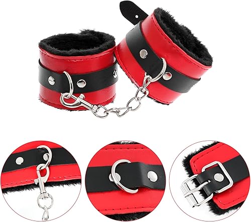 Miniatura 31 de Rbenxia Juego de 12 unidades de restricciones BDSM de bondage sexual, esposas fetichistas, puños, collar, cuerda de látigo, abrazaderas para Negro