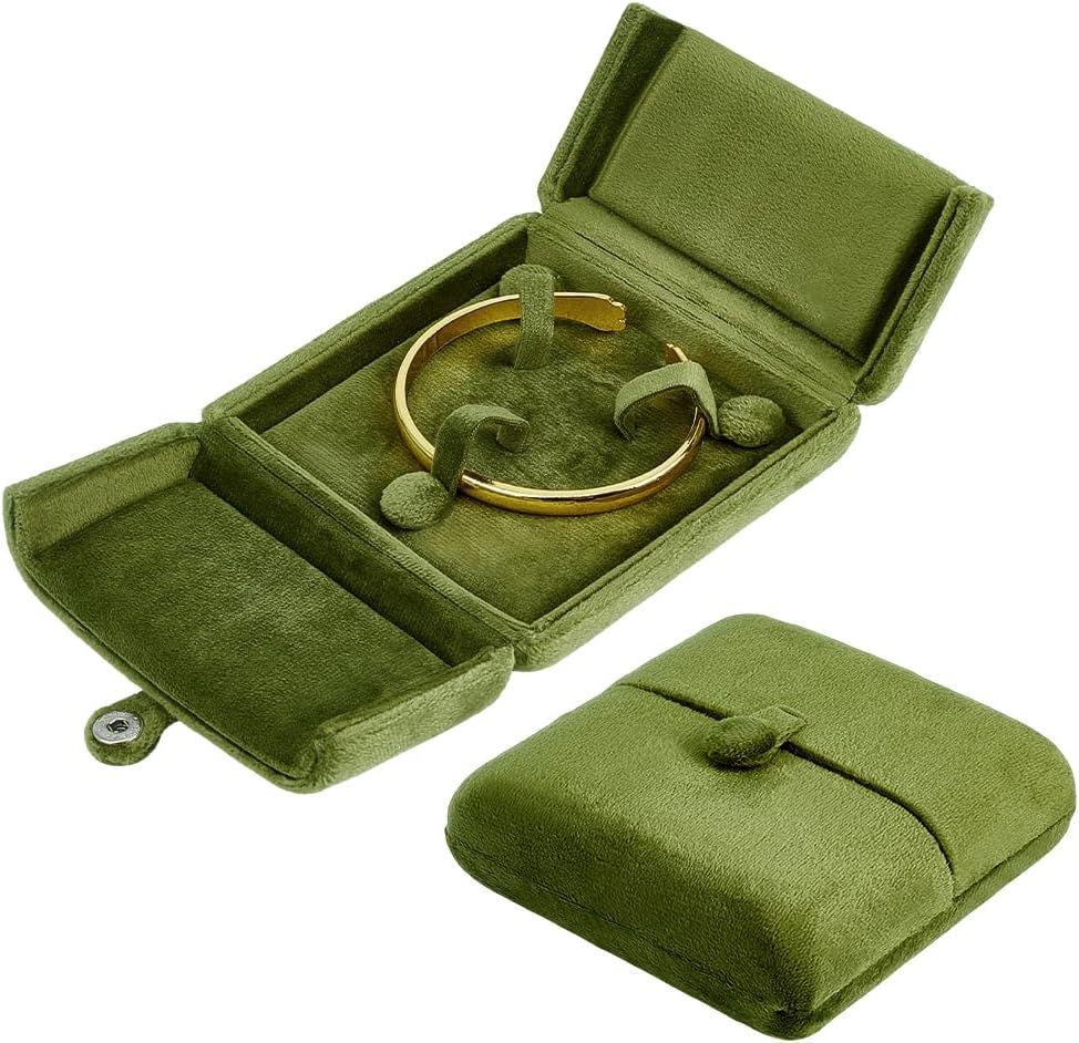 PH PandaHall Velvet Bracelet Boxes, Sea Green Bangle Case Jewelry Gift Storage Box Organizer Portable Bangle Holder Case for Wedding Anniversary Birthday Travel, 3.9x3.9x1.7in