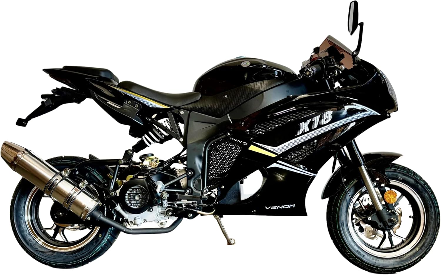 Venom x18 50cc Ninja Motorcycle, Moped Scooter, Automatic RX1, 12" DOT-Approved Tires, Hydraulic Shock Absorber, GY6 Engine, No Motorcycle License Required, Top-Tier Quality