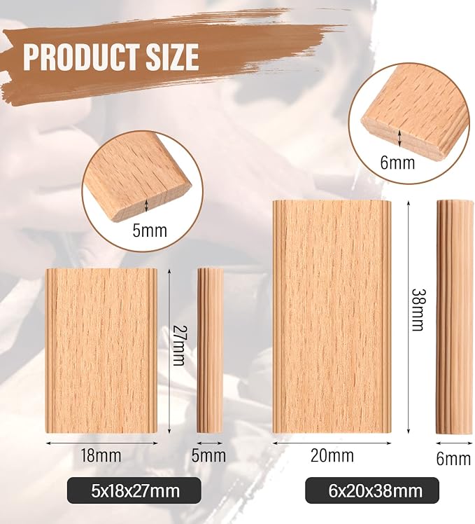 Kathfly 200 Piezas Domino Tenon Madera Haya miniatura 3