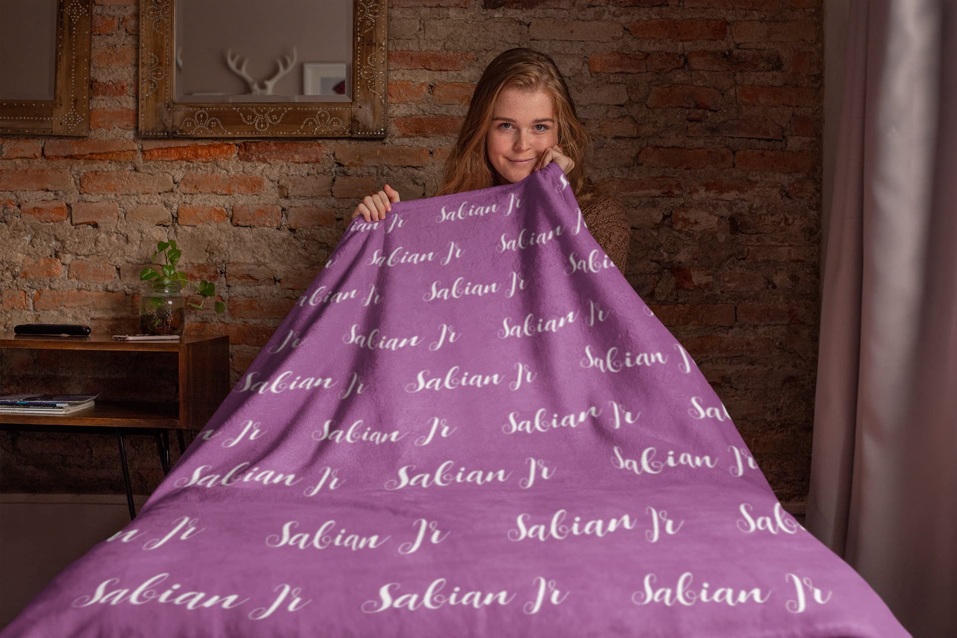 Repeating Name Customized Fleece Throw, Close to Heart Customized Throw, Personalized Name Blanket for Baby Boy Girl and Kids, New Born Personalized Blankets, Fuzzy Blanket, Baby Name Blanket