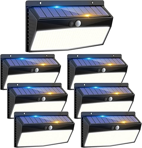 Miniatura 22 de 2 paquetes de 368 luces LED con sensor de movimiento solar para exteriores, luces solares para cercas con 3 modos de iluminación, luces de seguridad