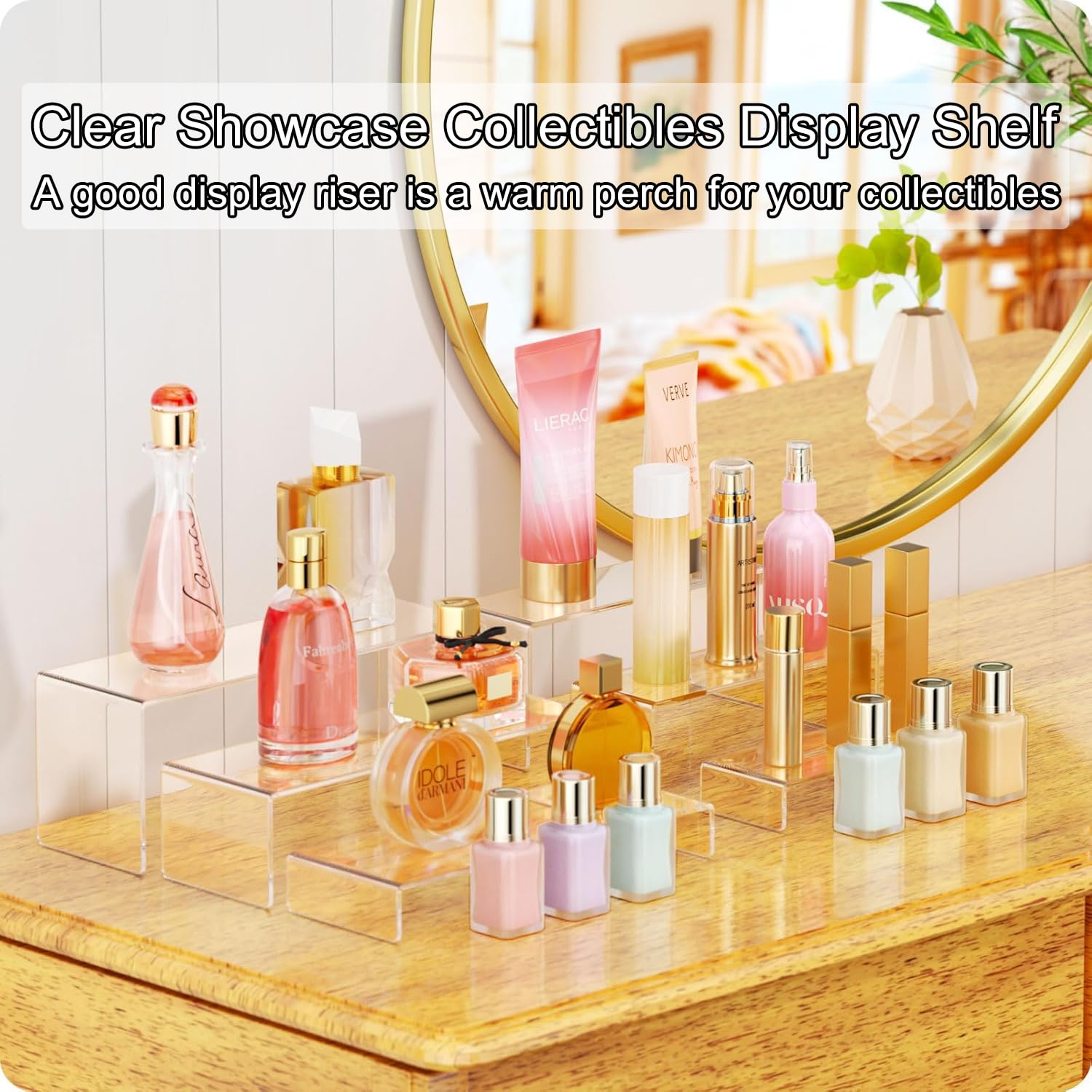 Rarapop 6 stuks transparante acryl displaystandaarden, veelzijdige houders voor cupcakes, figuren en verzamelstukken, stabiele productstandaard voor sieraden, parfum en decoratie (set B Rarapop 6 stuks transparante acryl displaystandaarden, veelzijdige houders voor cupcakes, figuren en verzamelstukken, stabiele productstandaard voor sieraden, parfum en decoratie (set B