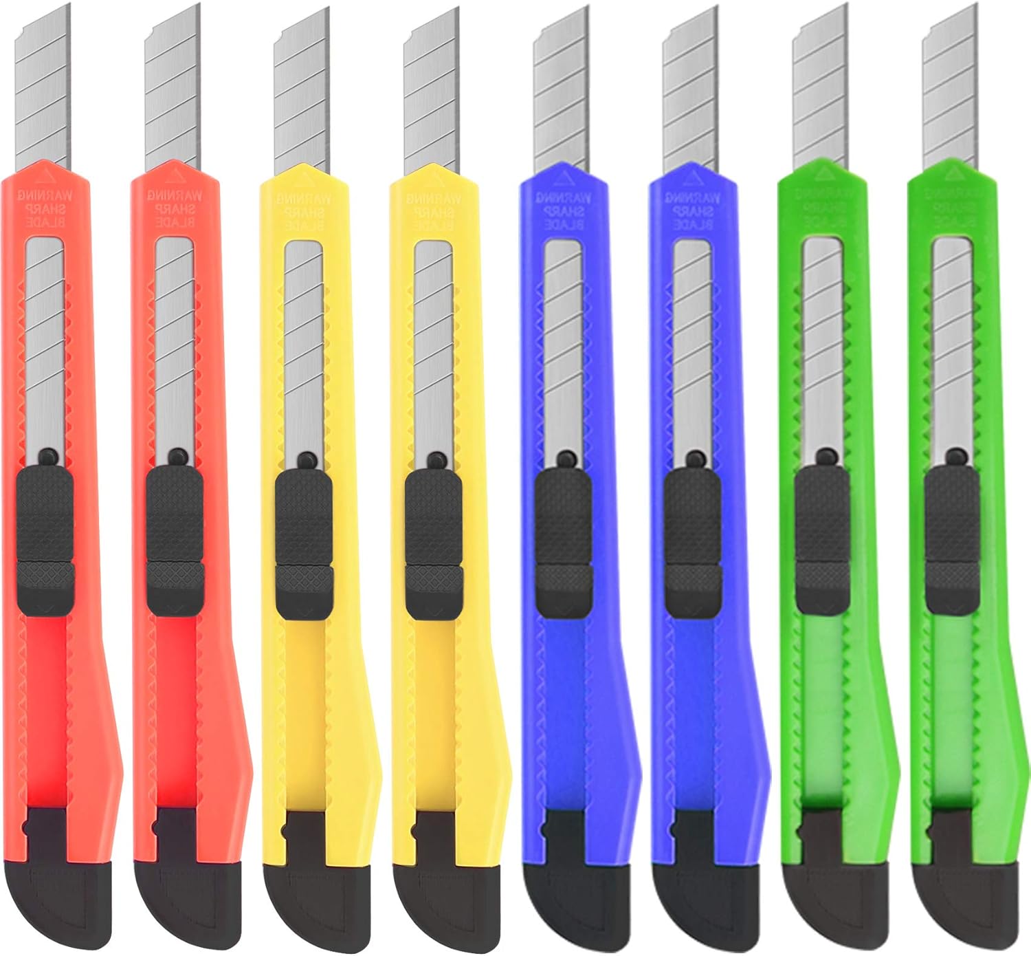 8Pack Utility Knife Box Cutters(9MM Wide Blade Cutter 4 Colors) Utility Knife Retractable, Compact, Extended Use for Heavy Duty Office, Home, Arts Crafts, Hobby : Tools & Home Improvement