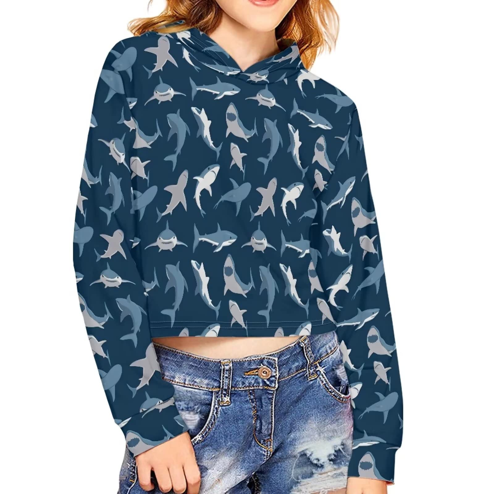 chaqlin Girls Long Sleeve Crop Top Hoddie Cropped Sweatershirts kids cute Hooded Jumpers Sweat Shirt for Age 5-14 Years