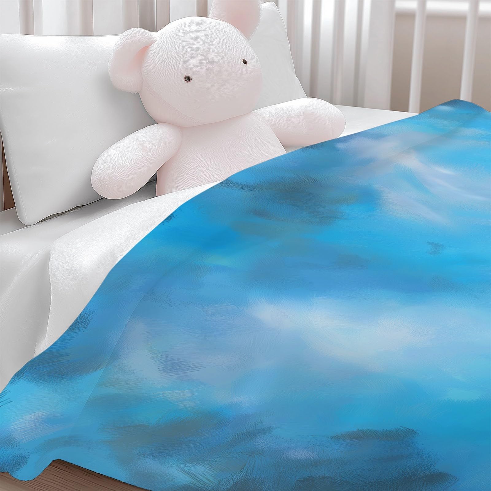 Genérico Polarowy koc flanelowy dla dzieci i dorosłych 200 x 200 cm, koce na sofę z nadrukiem śliczny kreskówkowy zwiastun - niebieski miękki ciepły ciepły oddychający lekki koc