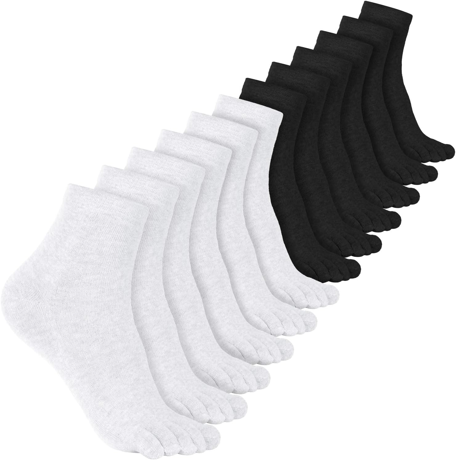 Bencailor 6/12/24 Pairs Women Toe Socks Cotton Breathable Compression Crew Five Toe Sock for Women Men Athletic Running