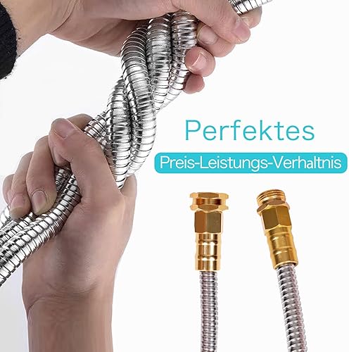 Miniatura 4 de Das perfekte werkzeug Manguera de jardín de metal expandible de 100 pies, manguera de jardín ligera de acero inoxidable 304 con boquilla de 10