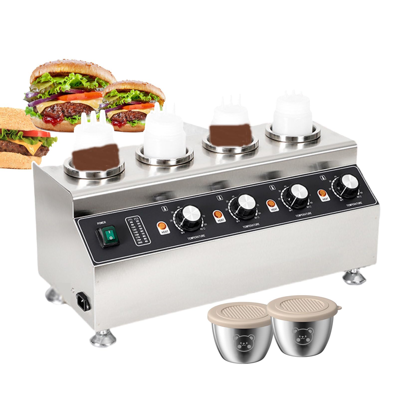 AYCDL Commercial Sauce Bottle Heater with Temperature Range 30-85℃ | for Chocolate Warmers Jam Preservation 320W