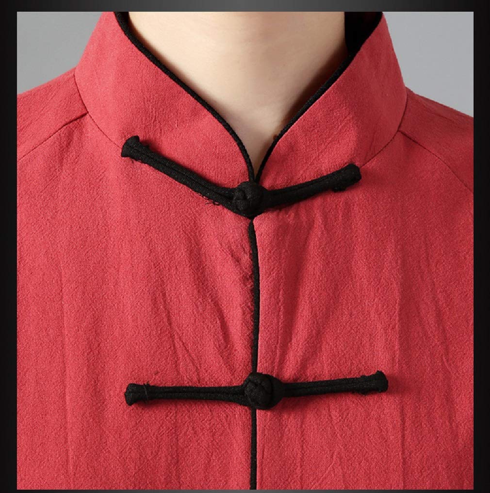 Coton et Lin Tenue de Tai Chi à Manches Longues Unisexe Vêtements D’Arts Martiaux Kung-fu Costume Ridé (Un Ensemble)