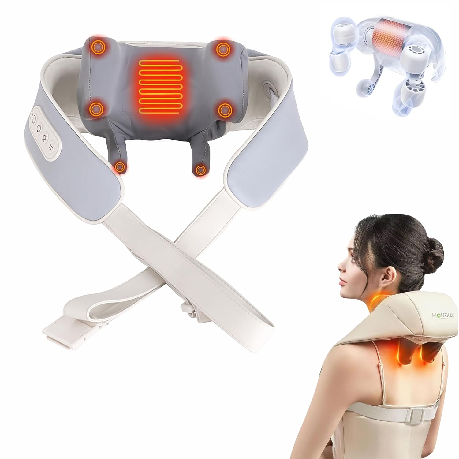 HOUZAIDE WORLD OF WELLNESS & CARE Electric Neck Massager for Neck & Shoulder Pain relief, Cervical Pain Relief Massager With 5D kneading Human Hand Like Massage and Heat Therapy for Christmas gift option HOUZAIDE WORLD OF WELLNESS & CARE Electric Neck Massager for Neck & Shoulder Pain relief, Cervical Pain Relief Massager With 5D kneading Human Hand Like Massage and Heat Therapy for Christmas gift option