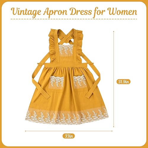 Miniatura 2 de Delantal vintage para mujer con bolsillos, delantales de chef personalizados con nombre para cocina, cocción, hornear, jardinería