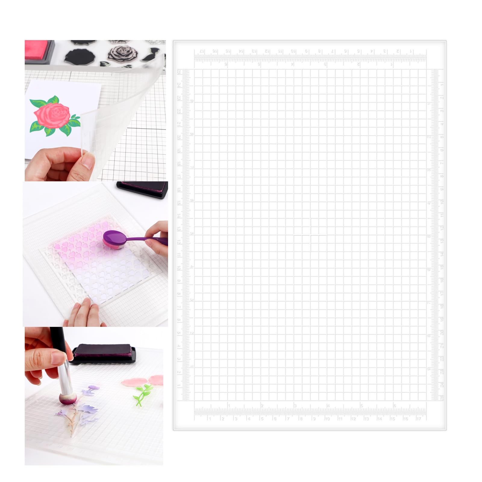 A4 Clear Photopolymer Sticky Mat for Stencil Stamp; Reusable Anti-Slip Grip Mat Low Tacky Mat Stamp Mat DIY Projects Paper Card Scrapbooking Ink Blending Fixed