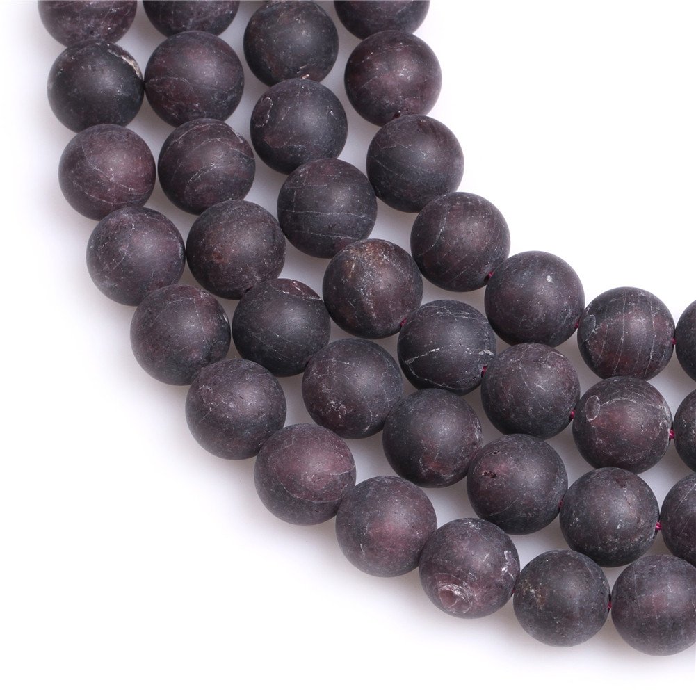 Round Natural Frosted Matt Antiqued Red Garnet Stone Beads for Jewellery Making 15'' (10mm) - Image 3