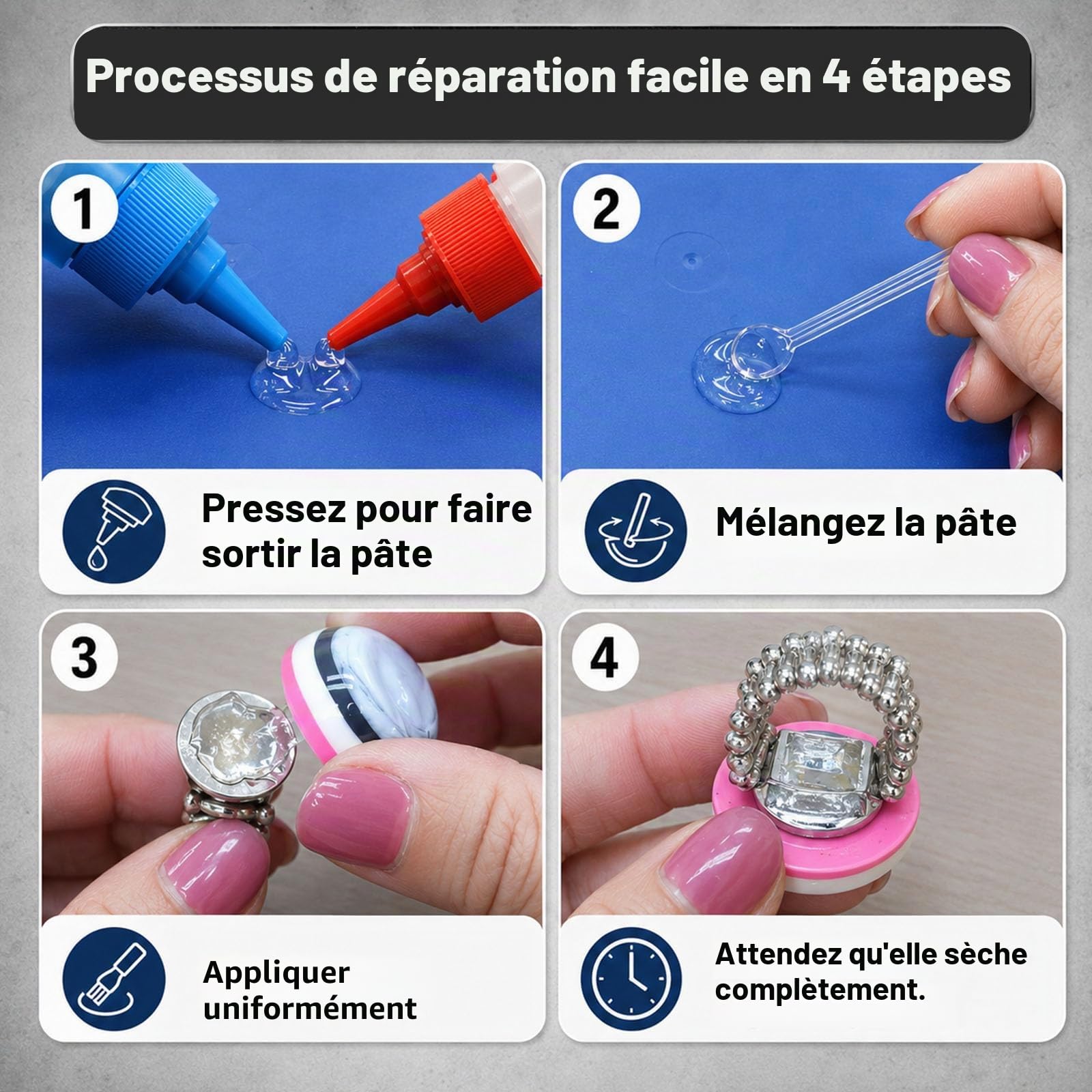 Colle époxy 5 minutes 250 ml, colle bi-composante, durcissement rapide, résine époxy transparente à 2 composants, colle universelle pour chaque application