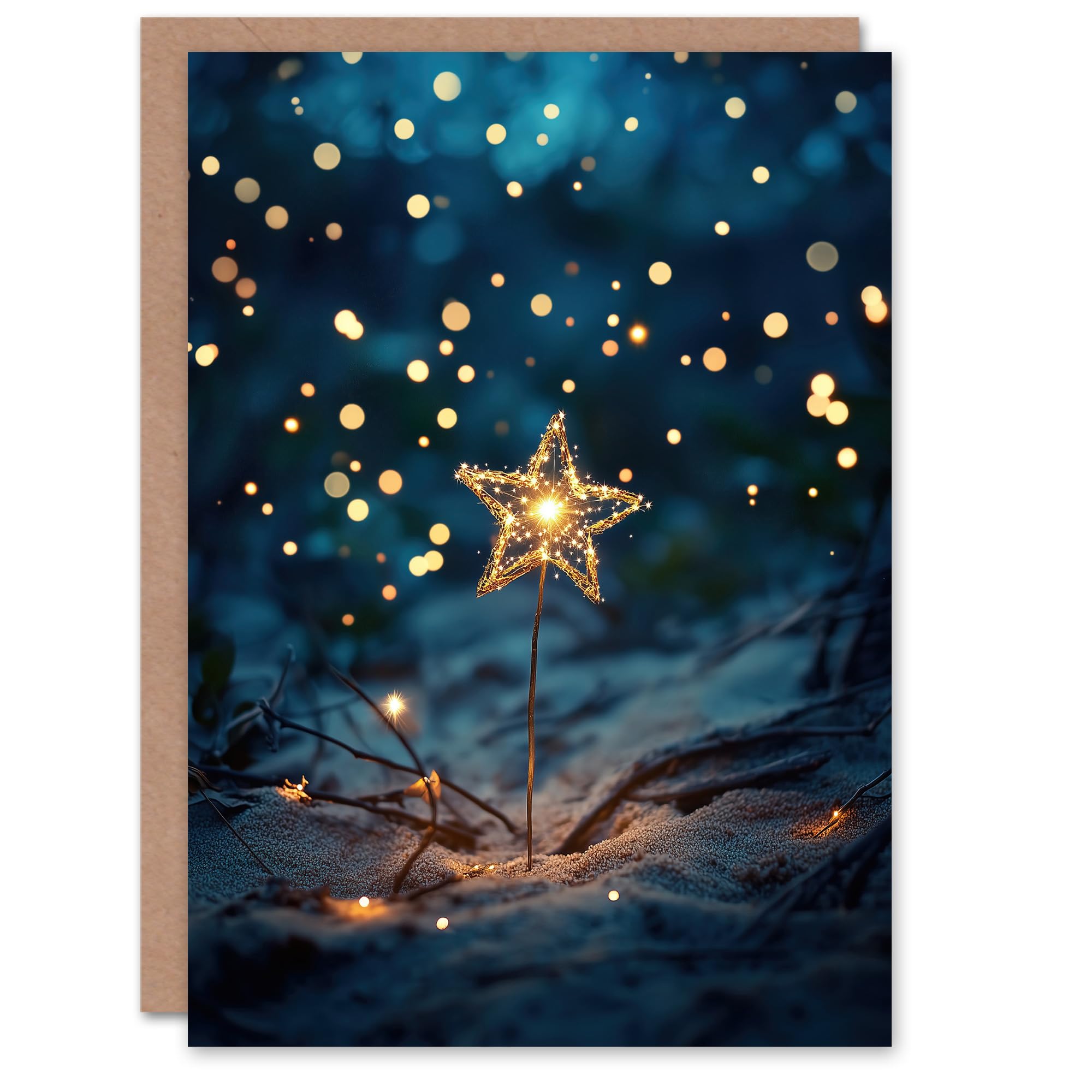 Artery8 Birthday Greeting Card - Blue - Sparkler on Sand