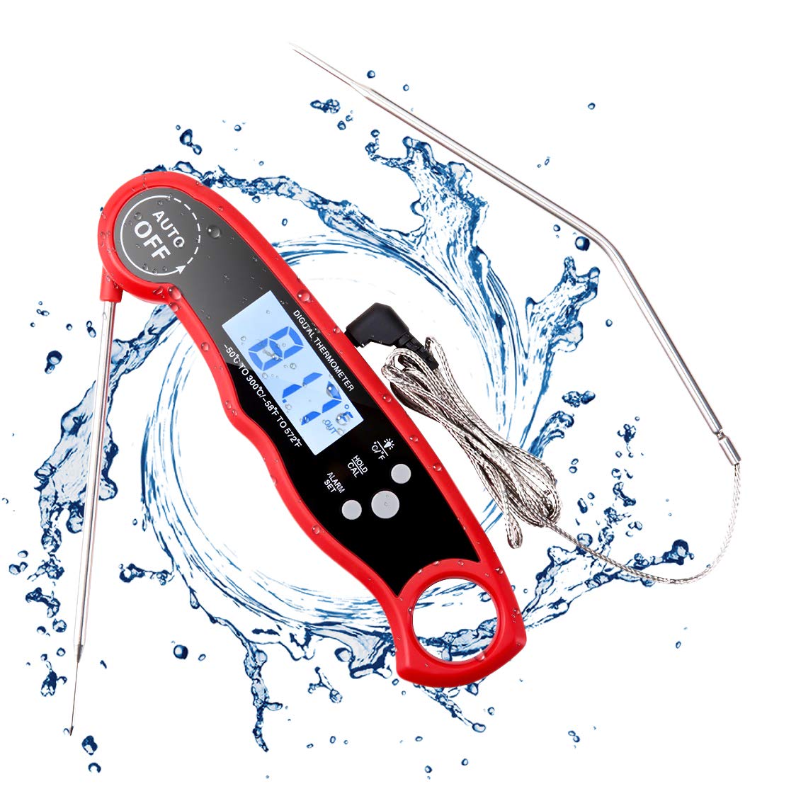 Instant Read Meat Thermometer for Grill and Cooking, Fast & Precise Food Cooking Thermometer with Backlight& Calibration, ...