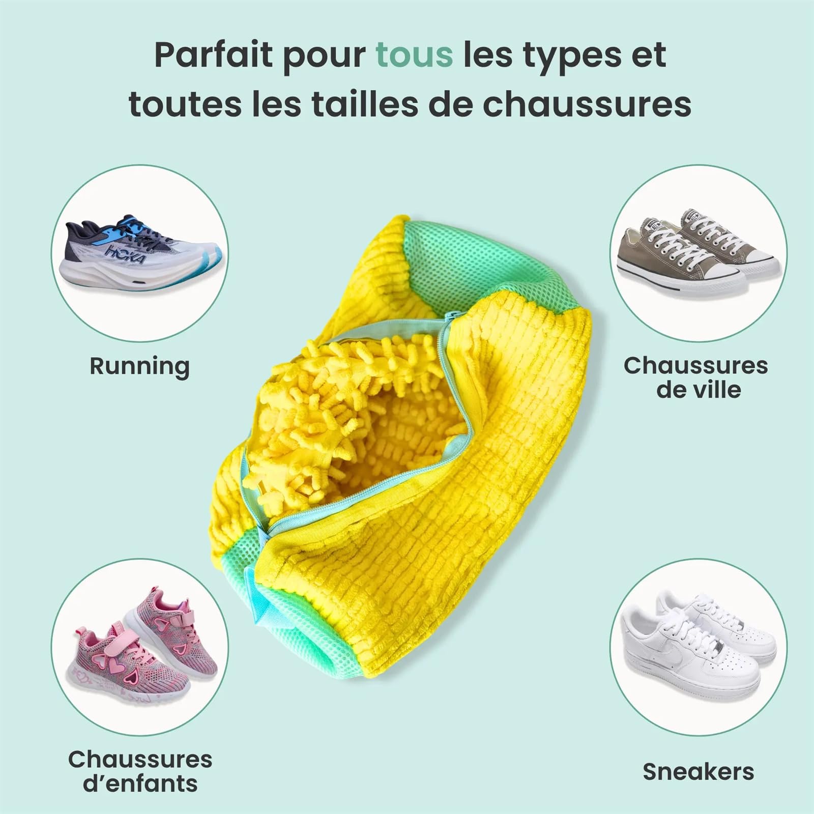 BagIt - Sac de Lavage pour Chaussures 360° avec Fermeture Éclair, Sac pour Machine à Laver, Protection Contre Les Dommages