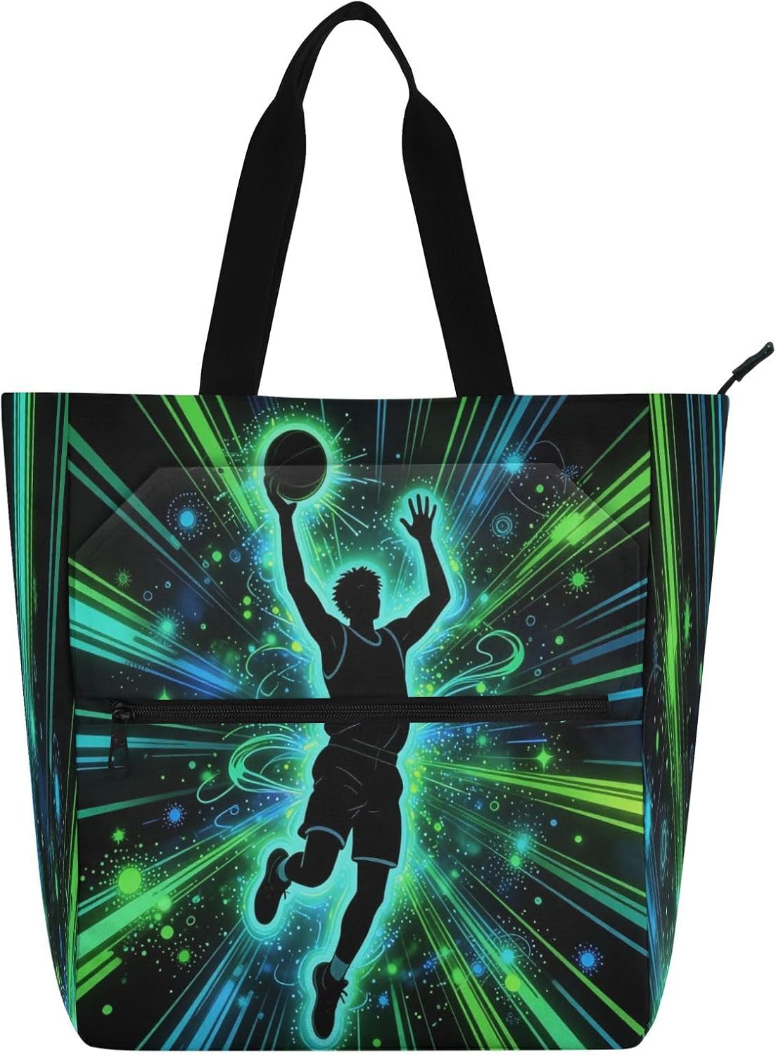 decorative Books Totes Book Bagfor Kids Students Adults Basketballer Kinder Basketball Scratch-resistant School Beach Bag with Zipper for School Shopping Grocery
