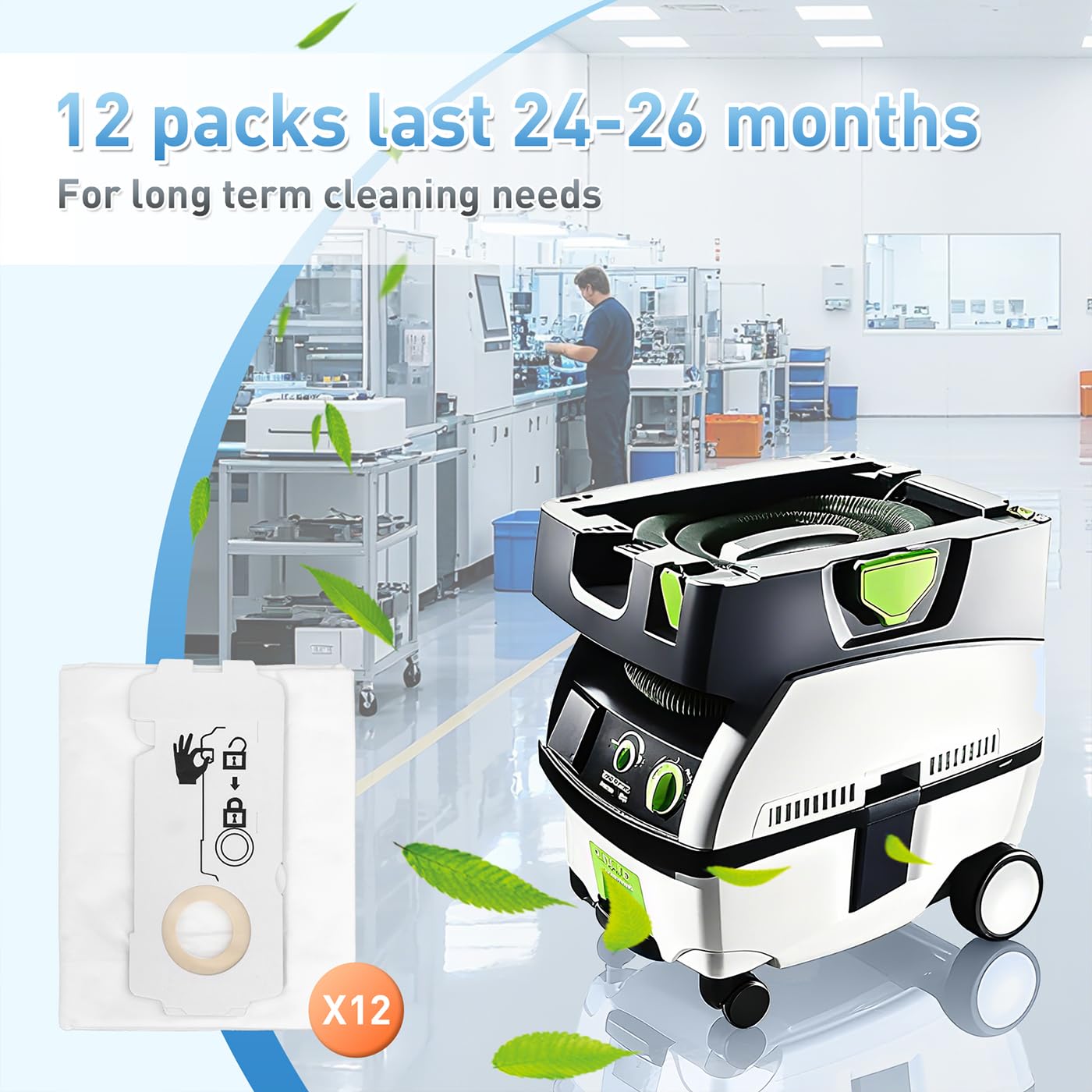 Bolsas SC-FIS-CT MINI/MIDI-2/5 - Bolsas de filtro compatibles con Festool CT Mini/CT Midi/CT Midi I/CTC Mini/Midi/CT 15-12 unidades, modelos a partir de 2019