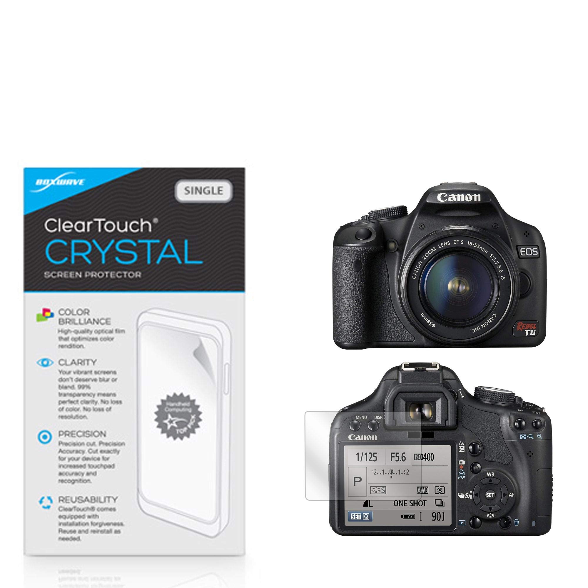 BoxWave Screen Protector Compatible with Canon EOS Digital Rebel T1i  (Screen Protector by BoxWave) ClearTouch Crystal, HD Crystal Film Skin to 